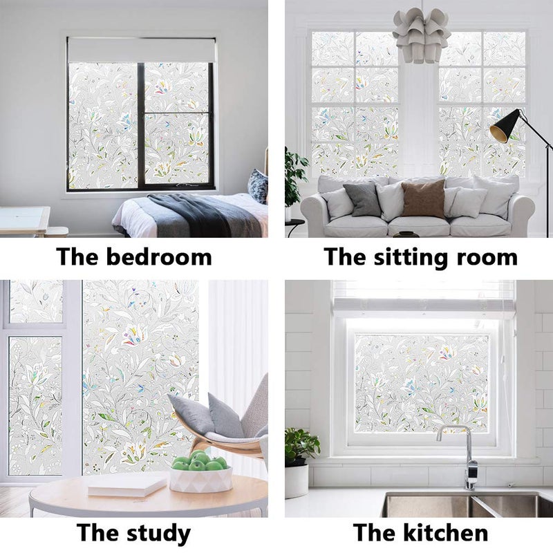 typumpkin Window Privacy Film, Frosted Removable Glass Covering for Bathroom, Opaque Static Cling Heat Control Door Sticker for Home Office Living Room, Non-Adhesive Matte White (23.5" x 78.7") - Image 5
